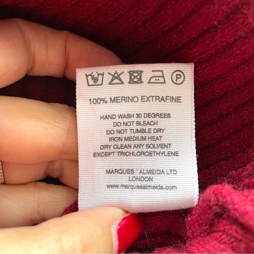 Marques Almeida Burgundy Ribbed Merino Wool Sweater - XS/S - Picture 9 of 12